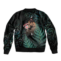 Maori Hongi Valentine Sleeve Zip Bomber Jacket Aroha Ahau Ki A Koe