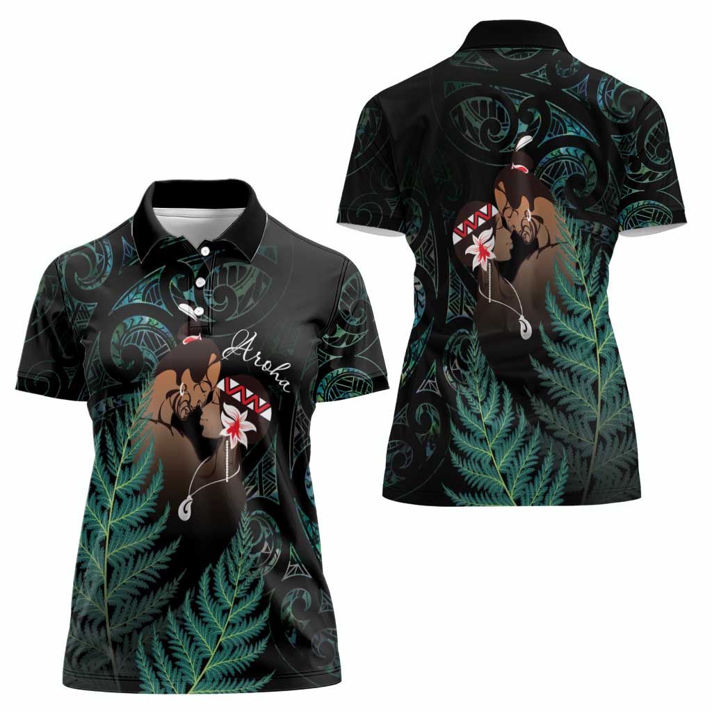 Maori Hongi Valentine Women Polo Shirt Aroha Ahau Ki A Koe LT7 - Polynesian Pride
