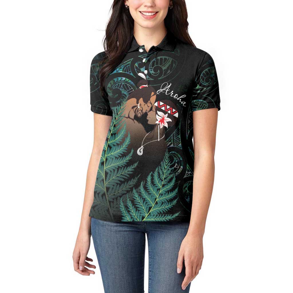 Maori Hongi Valentine Women Polo Shirt Aroha Ahau Ki A Koe LT7 - Polynesian Pride