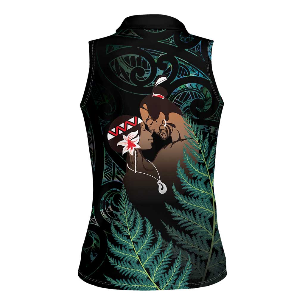 Maori Hongi Valentine Women Sleeveless Polo Shirt Aroha Ahau Ki A Koe LT7 - Polynesian Pride