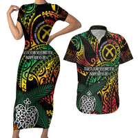 Vanuatu Indipendens Dei Couples Matching Short Sleeve Bodycon Dress and Hawaiian Shirt Mix Traditional Sand Drawing LT7 Colorful - Polynesian Pride