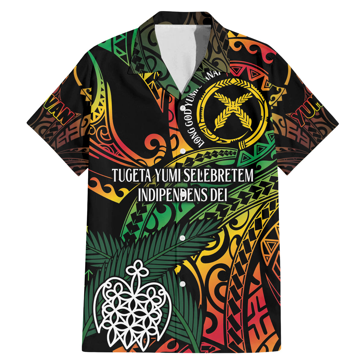 Vanuatu Indipendens Dei Family Matching Mermaid Dress and Hawaiian Shirt Mix Traditional Sand Drawing LT7 Dad's Shirt - Short Sleeve Colorful - Polynesian Pride
