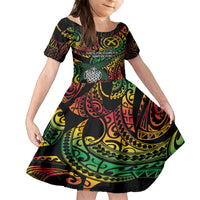 Vanuatu Indipendens Dei Family Matching Puletasi and Hawaiian Shirt Mix Traditional Sand Drawing LT7 Daughter's Dress Colorful - Polynesian Pride