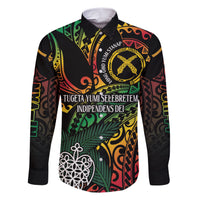 Vanuatu Indipendens Dei Family Matching Short Sleeve Bodycon Dress and Hawaiian Shirt Mix Traditional Sand Drawing LT7 Dad's Shirt - Long Sleeve Colorful - Polynesian Pride
