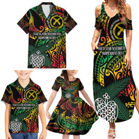 Vanuatu Indipendens Dei Family Matching Summer Maxi Dress and Hawaiian Shirt Mix Traditional Sand Drawing LT7 - Polynesian Pride