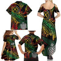 Vanuatu Indipendens Dei Family Matching Summer Maxi Dress and Hawaiian Shirt Mix Traditional Sand Drawing LT7 - Polynesian Pride