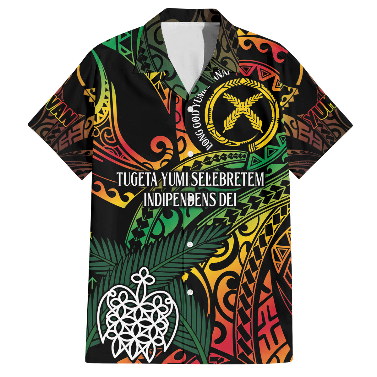 Vanuatu Indipendens Dei Family Matching Tank Maxi Dress and Hawaiian Shirt Mix Traditional Sand Drawing LT7 Dad's Shirt - Short Sleeve Colorful - Polynesian Pride