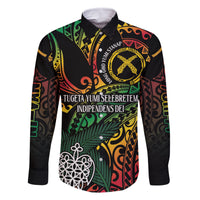 Vanuatu Indipendens Dei Family Matching Tank Maxi Dress and Hawaiian Shirt Mix Traditional Sand Drawing LT7 Dad's Shirt - Long Sleeve Colorful - Polynesian Pride