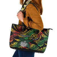 Vanuatu Indipendens Dei Leather Tote Bag Mix Traditional Sand Drawing LT7 Colorful - Polynesian Pride