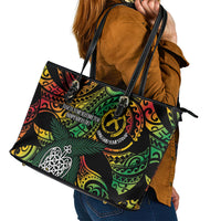 Vanuatu Indipendens Dei Leather Tote Bag Mix Traditional Sand Drawing LT7 - Polynesian Pride