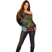Vanuatu Indipendens Dei Off Shoulder Sweater Mix Traditional Sand Drawing