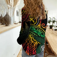 Vanuatu Indipendens Dei Women Casual Shirt Mix Traditional Sand Drawing LT7 - Polynesian Pride