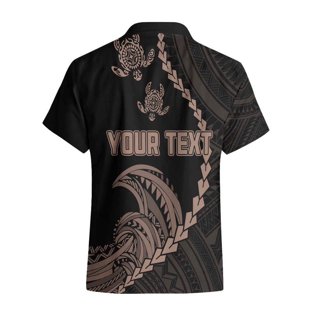 Personalised Guam Hawaiian Shirt Tribal Turtles Curves Style - Brown LT7 - Polynesian Pride