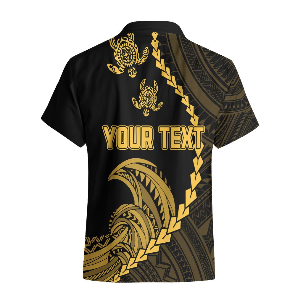 Personalised Guam Hawaiian Shirt Tribal Turtles Curves Style - Gold LT7 - Polynesian Pride