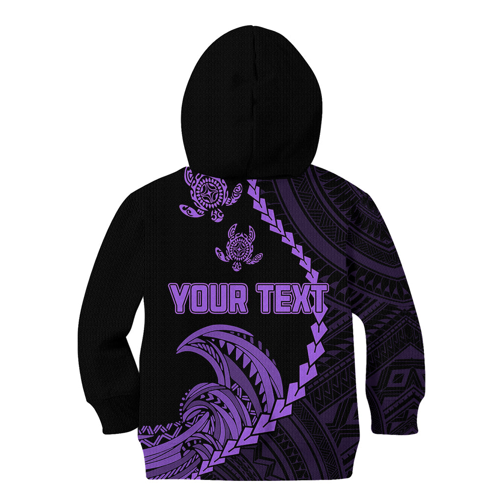 Personalised Guam Kid Hoodie Tribal Turtles Curves Style - Purple LT7 - Polynesian Pride