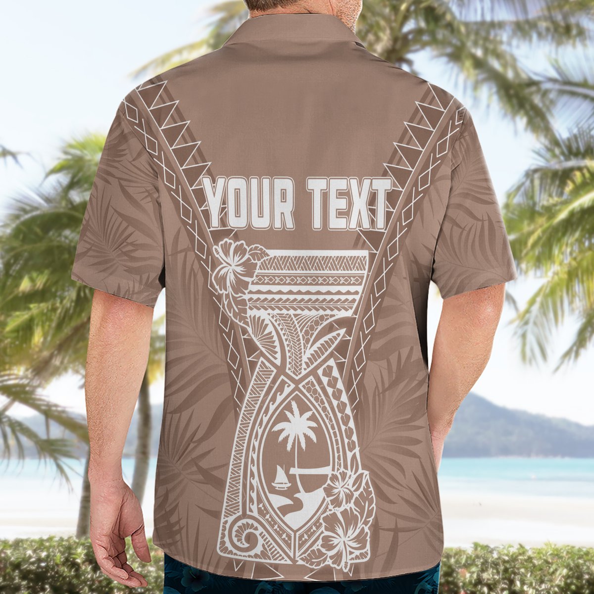 Personalised Guam Hawaiian Shirt Chamoro Latte Stone Mix Tropical - Brown LT7 - Polynesian Pride