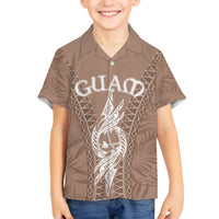 Personalised Guam Hawaiian Shirt Chamoro Latte Stone Mix Tropical - Brown LT7 - Polynesian Pride