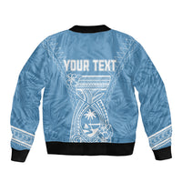 Personalised Guam Sleeve Zip Bomber Jacket Chamoro Latte Stone Mix Tropical - Blue LT7 - Polynesian Pride