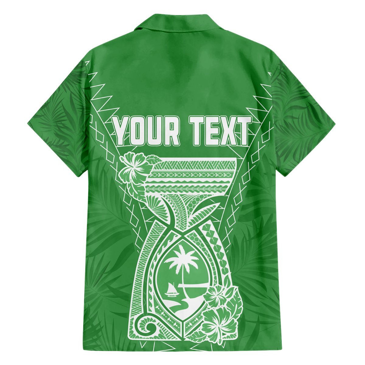 Personalised Guam Hawaiian Shirt Chamoro Latte Stone Mix Tropical - Green LT7 - Polynesian Pride