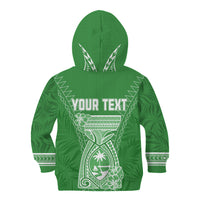 Personalised Guam Kid Hoodie Chamoro Latte Stone Mix Tropical - Green LT7 - Polynesian Pride