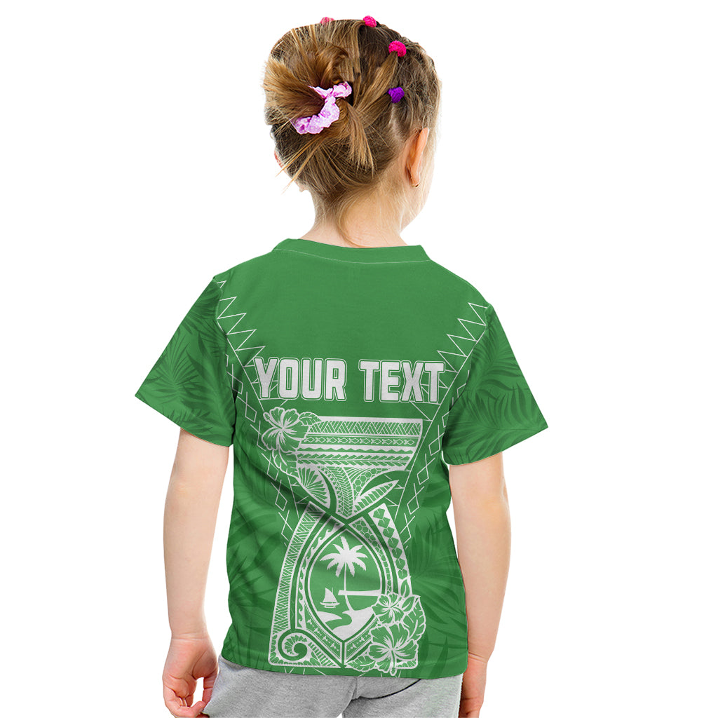 Personalised Guam Kid T Shirt Chamoro Latte Stone Mix Tropical - Green LT7 - Polynesian Pride