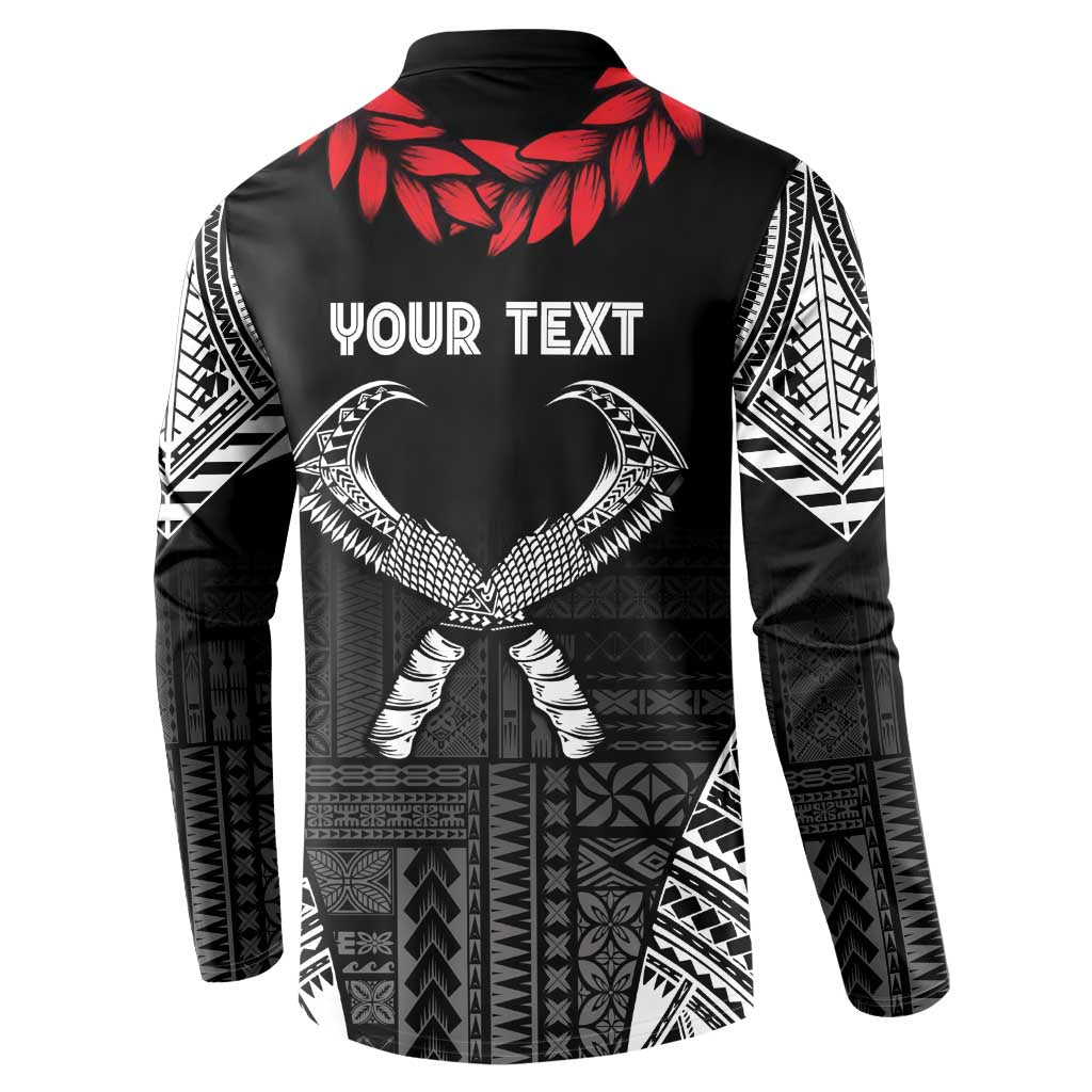 Personalized Talofa Samoa Button Sweatshirt Ulafala With Toa Nifo'oti - Black