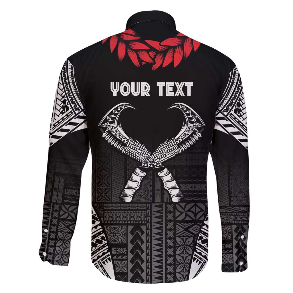 Personalized Talofa Samoa Family Matching Long Sleeve Bodycon Dress and Hawaiian Shirt Ulafala With Toa Nifo'oti - Black LT7 - Polynesian Pride