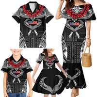 Personalized Talofa Samoa Family Matching Mermaid Dress and Hawaiian Shirt Ulafala With Toa Nifo'oti - Black LT7 - Polynesian Pride