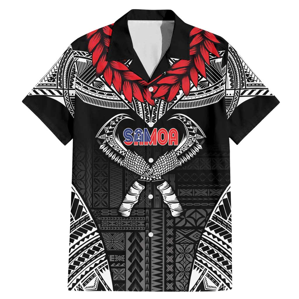 Personalized Talofa Samoa Family Matching Mermaid Dress and Hawaiian Shirt Ulafala With Toa Nifo'oti - Black LT7 Dad's Shirt - Short Sleeve Black - Polynesian Pride