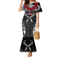 Personalized Talofa Samoa Family Matching Mermaid Dress and Hawaiian Shirt Ulafala With Toa Nifo'oti - Black LT7 Mom's Dress Black - Polynesian Pride