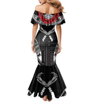 Personalized Talofa Samoa Family Matching Mermaid Dress and Hawaiian Shirt Ulafala With Toa Nifo'oti - Black LT7 - Polynesian Pride