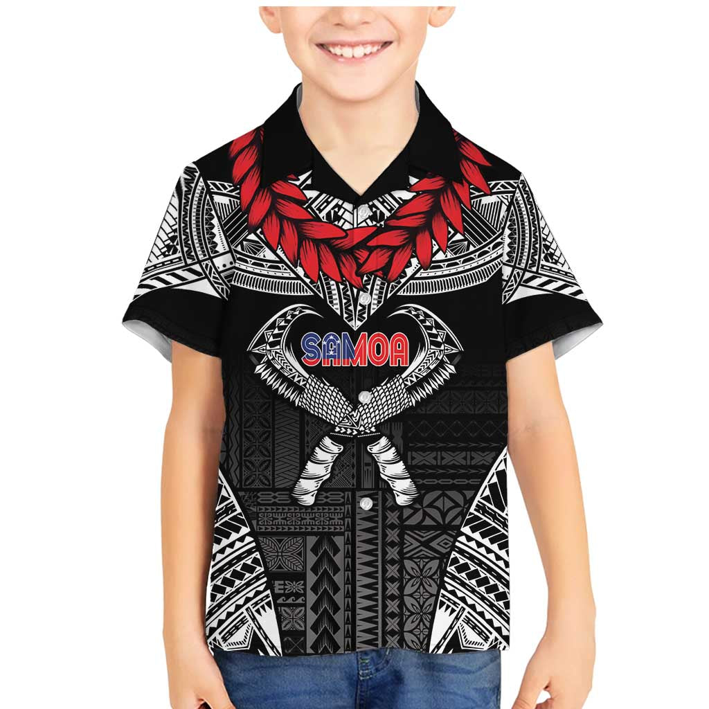 Personalized Talofa Samoa Family Matching Mermaid Dress and Hawaiian Shirt Ulafala With Toa Nifo'oti - Black LT7 Son's Shirt Black - Polynesian Pride
