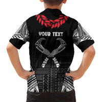 Personalized Talofa Samoa Family Matching Short Sleeve Bodycon Dress and Hawaiian Shirt Ulafala With Toa Nifo'oti - Black LT7 - Polynesian Pride