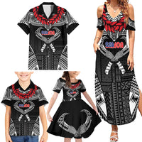 Personalized Talofa Samoa Family Matching Summer Maxi Dress and Hawaiian Shirt Ulafala With Toa Nifo'oti - Black LT7 - Polynesian Pride