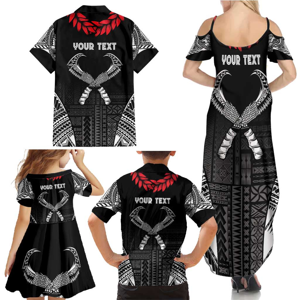 Personalized Talofa Samoa Family Matching Summer Maxi Dress and Hawaiian Shirt Ulafala With Toa Nifo'oti - Black LT7 - Polynesian Pride