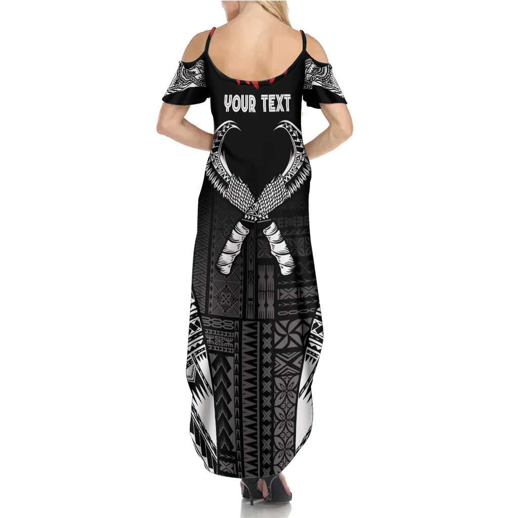 Personalized Talofa Samoa Family Matching Summer Maxi Dress and Hawaiian Shirt Ulafala With Toa Nifo'oti - Black LT7 - Polynesian Pride