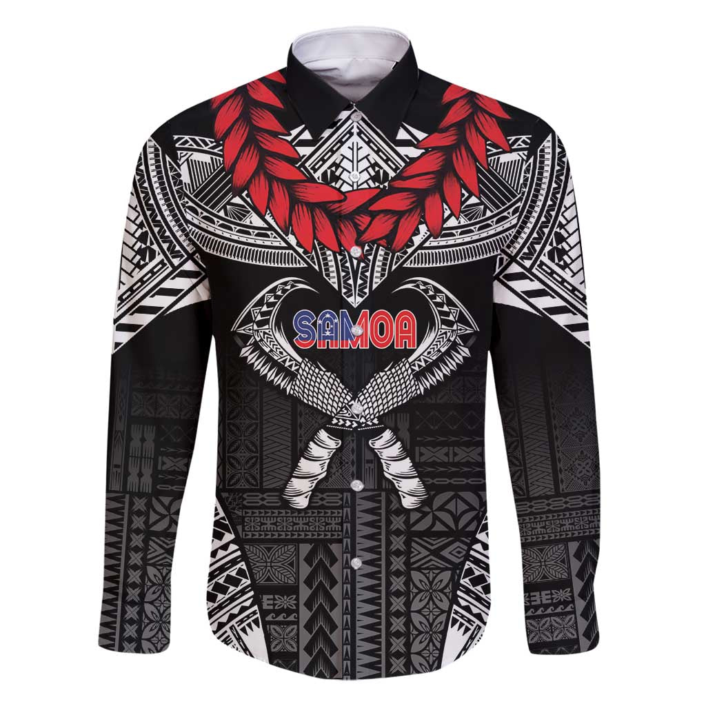 Personalized Talofa Samoa Family Matching Tank Maxi Dress and Hawaiian Shirt Ulafala With Toa Nifo'oti - Black LT7 Dad's Shirt - Long Sleeve Black - Polynesian Pride