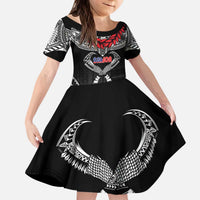 Personalized Talofa Samoa Kid Short Sleeve Dress Ulafala With Toa Nifo'oti - Black LT7 KID Black - Polynesian Pride