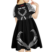 Personalized Talofa Samoa Kid Short Sleeve Dress Ulafala With Toa Nifo'oti - Black LT7 - Polynesian Pride