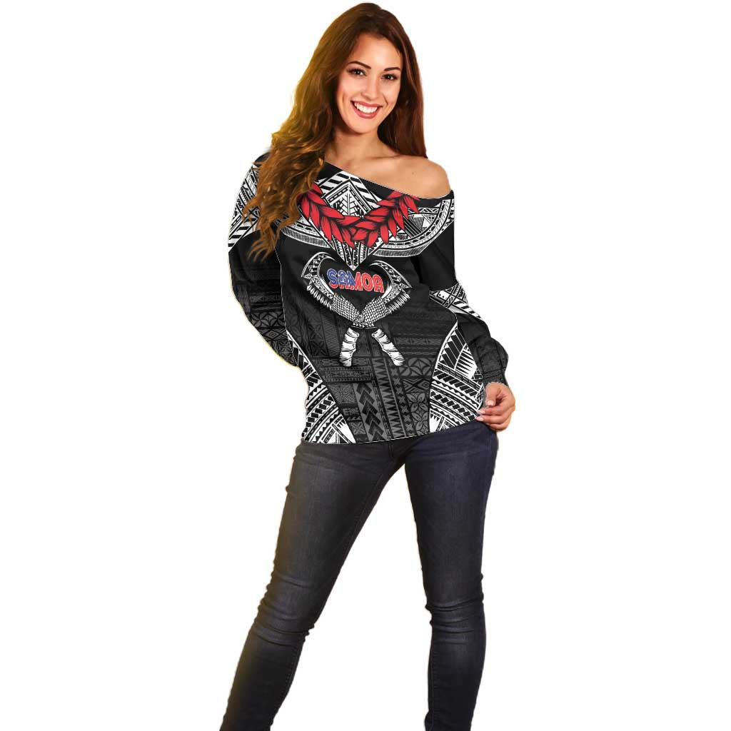 Personalized Talofa Samoa Off Shoulder Sweater Ulafala With Toa Nifo'oti - Black