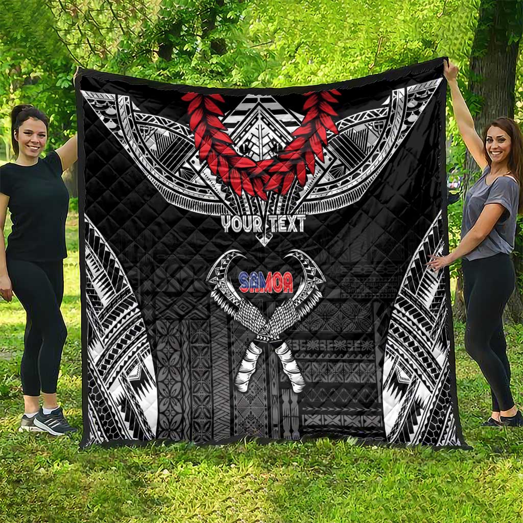 Personalized Talofa Samoa Quilt Ulafala With Toa Nifo'oti - Black LT7 - Polynesian Pride