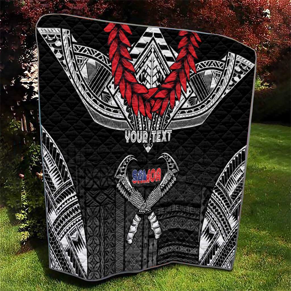 Personalized Talofa Samoa Quilt Ulafala With Toa Nifo'oti - Black LT7 - Polynesian Pride