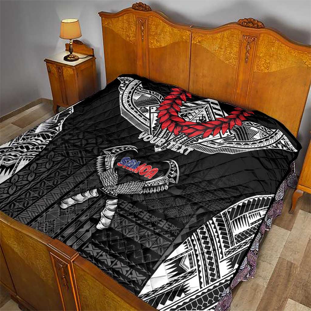 Personalized Talofa Samoa Quilt Ulafala With Toa Nifo'oti - Black LT7 - Polynesian Pride