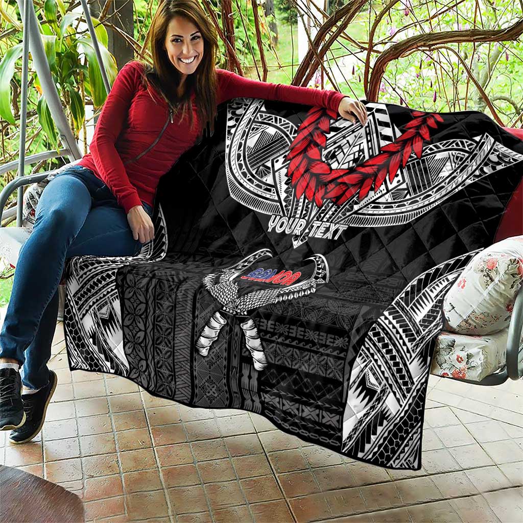 Personalized Talofa Samoa Quilt Ulafala With Toa Nifo'oti - Black LT7 - Polynesian Pride