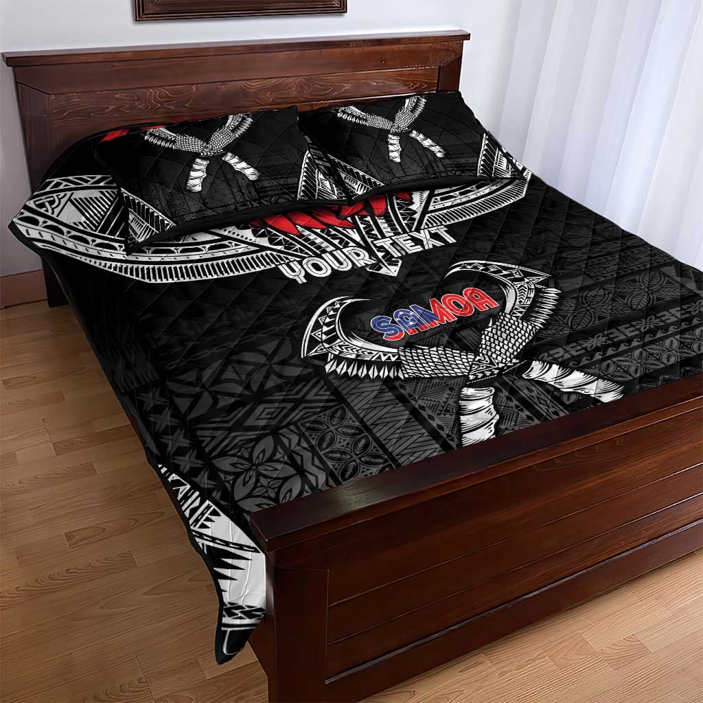 Personalized Talofa Samoa Quilt Bed Set Ulafala With Toa Nifo'oti - Black