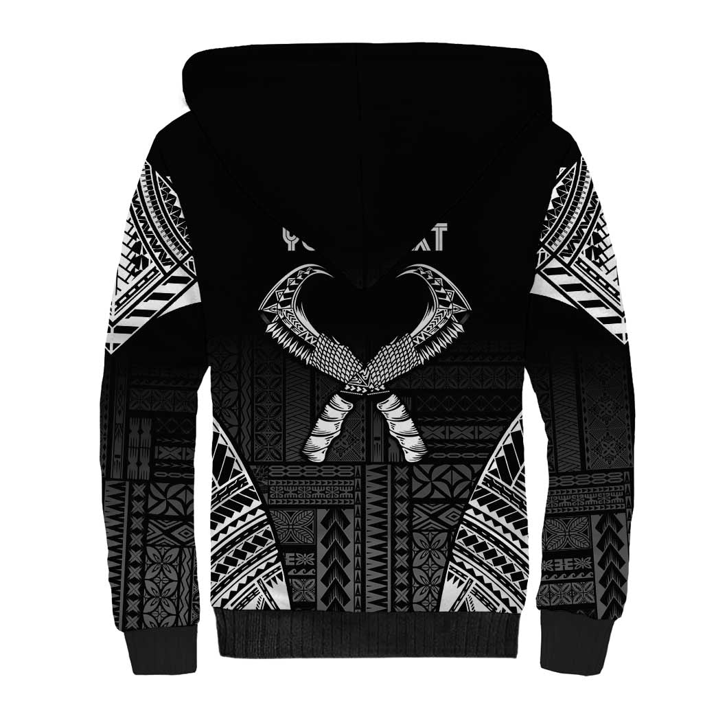 Personalized Talofa Samoa Sherpa Hoodie Ulafala With Toa Nifo'oti - Black