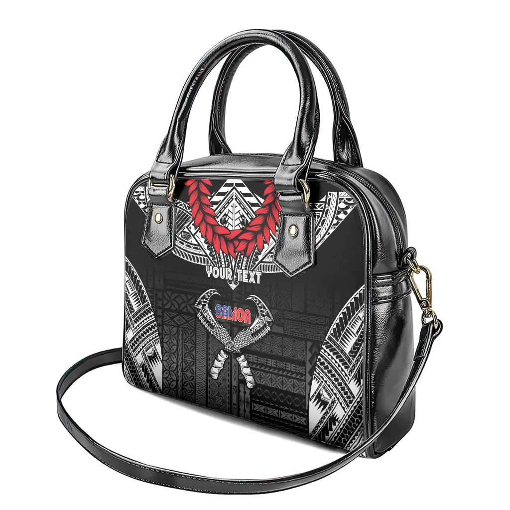 Personalized Talofa Samoa Shoulder Handbag Ulafala With Toa Nifo'oti - Black