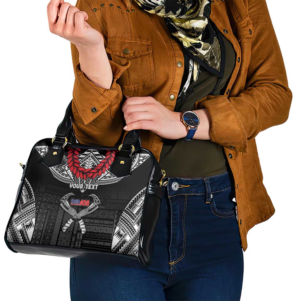 Personalized Talofa Samoa Shoulder Handbag Ulafala With Toa Nifo'oti - Black