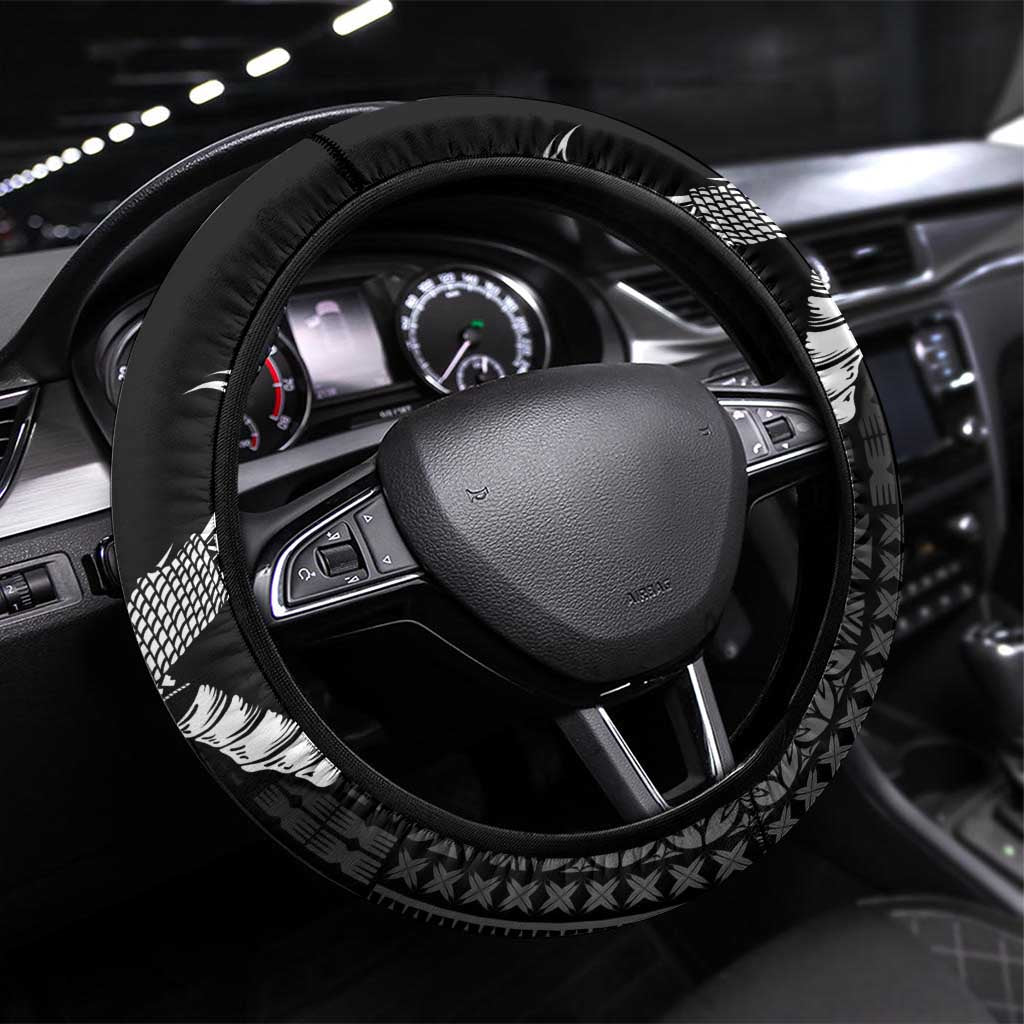 Talofa Samoa Steering Wheel Cover Ulafala With Toa Nifo'oti - Black