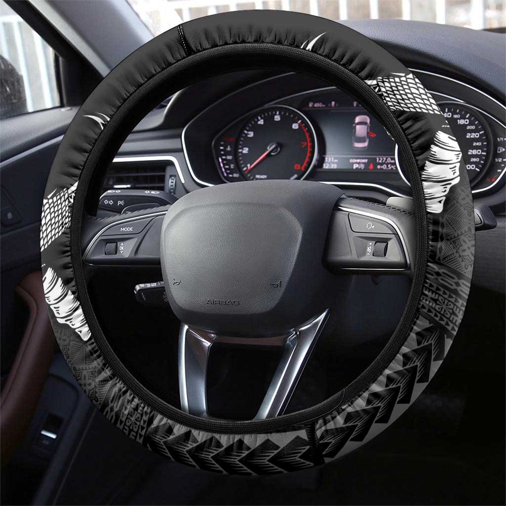 Talofa Samoa Steering Wheel Cover Ulafala With Toa Nifo'oti - Black